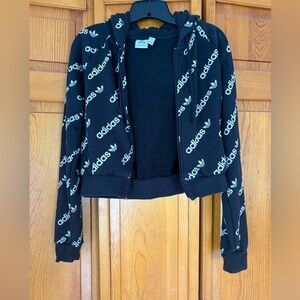 Adidas Black Hoodie with White Logo Print